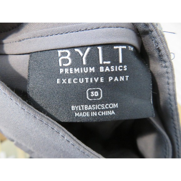 BYLT Premium Executive Pants Mens 30x30 Gray Slim Fit Tapered Stretch Chino - Picture 7 of 11